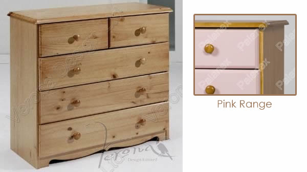 Verona Chest of Drawers 3 + 2 Drawer| Pink